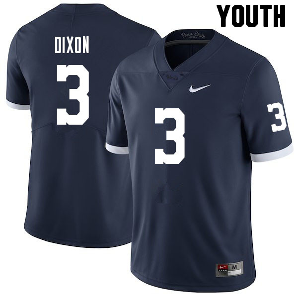 NCAA Nike Youth Penn State Nittany Lions Johnny Dixon #3 College Football Authentic Navy Stitched Jersey GUQ0298SO